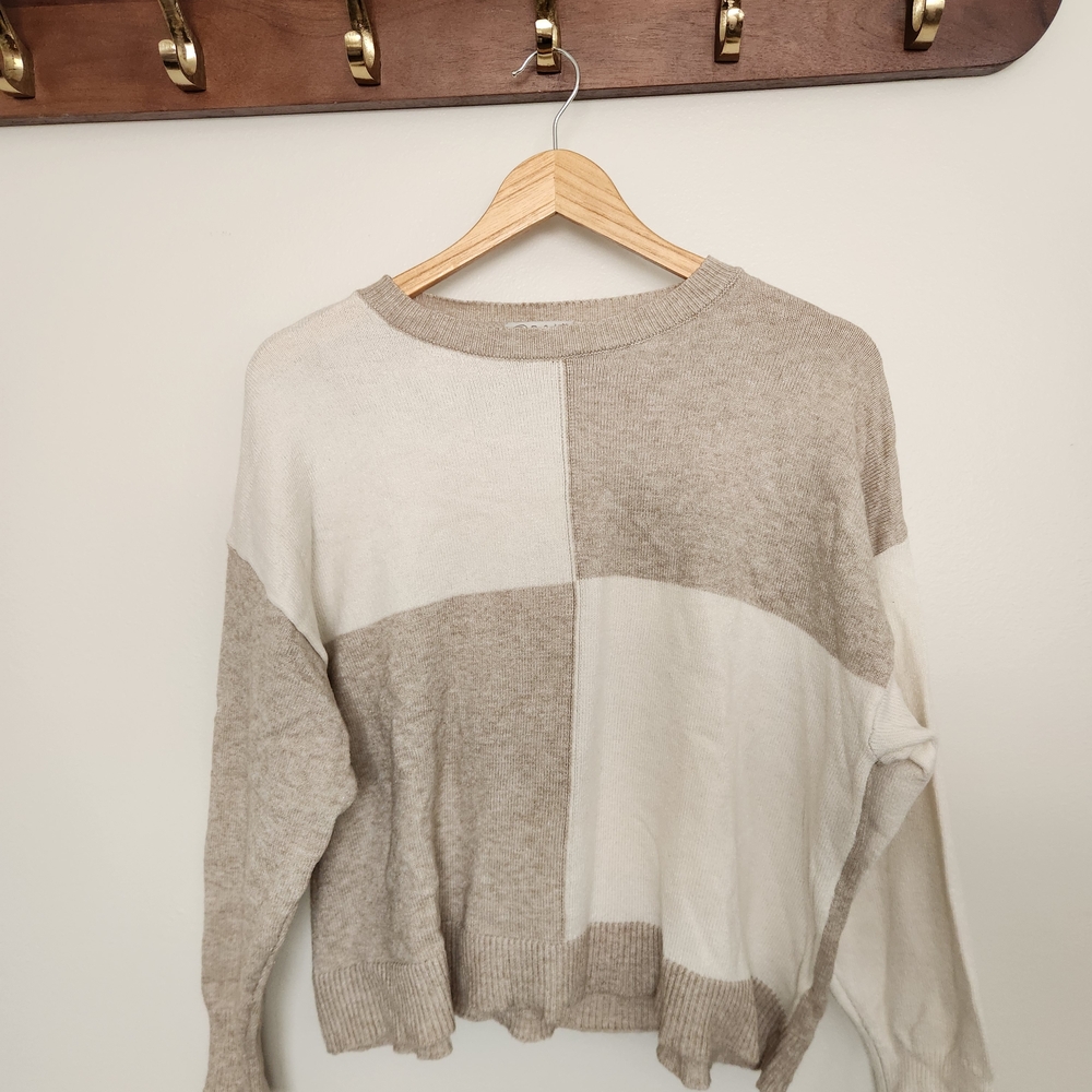 Poof! Tan and Cream Knit Sweater